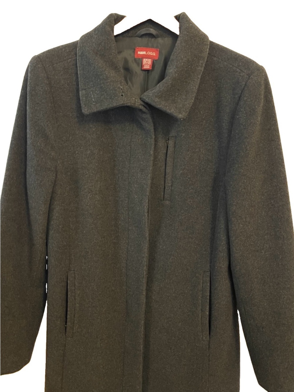 Vintage H&M Coat Overcoat Gray Size 12 Wool Cashmere Dark Academia Minimalist - Picture 3 of 16